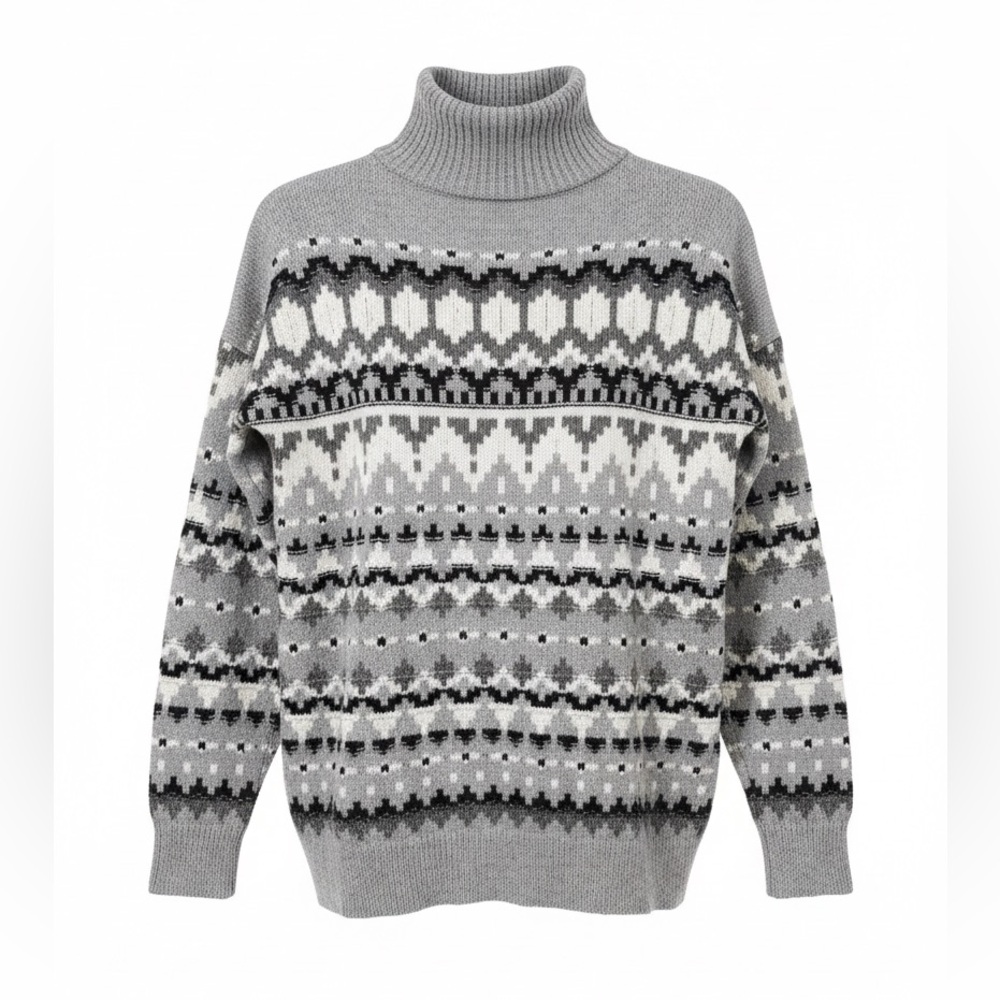 Gray and Black Patterned Turtleneck Sweater Abercrombie and Fitch size XS